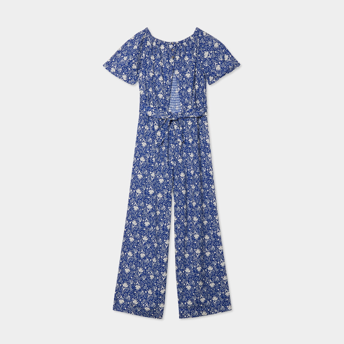 Combinaison pantalon manches courtes bleu roi fille