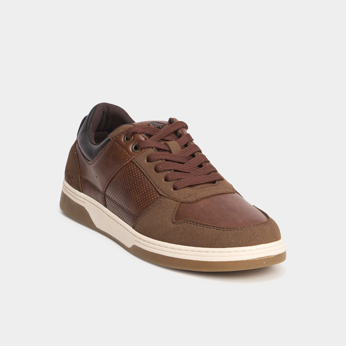 Tennis basses &agrave; lacets marron homme