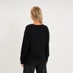 Pull col rond dentelle &agrave; la taille noir femme