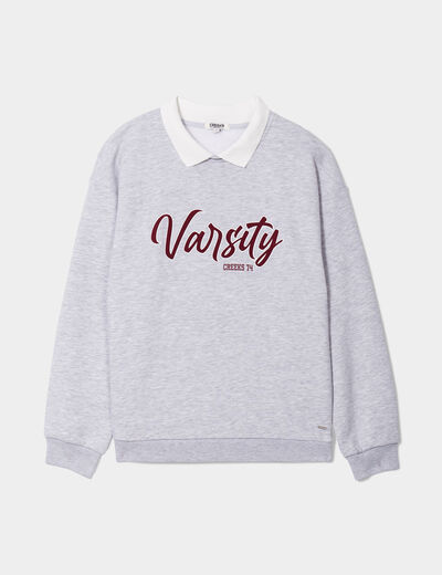 Sweat col polo Creeks gris clair femme