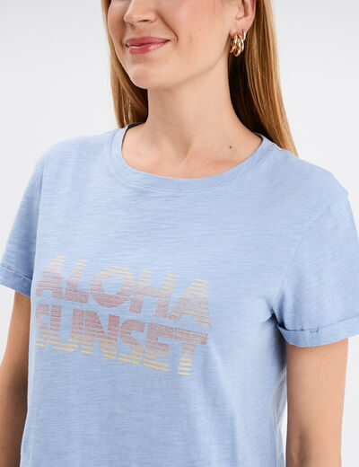 T-shirt manches courtes coton denim baby bleu femme