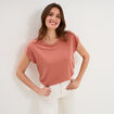 T-shirt col rond manches courtes terracotta femme