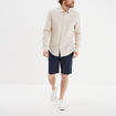 Bermuda chino à coulisse lin mélangé bleu marine homme