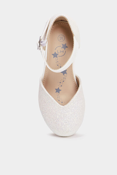 Babies c&eacute;r&eacute;monie &agrave; talons paillettes blanc fille