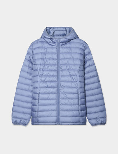 Doudoune déperlante légère à capuche bleu gris femme grande taille