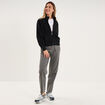 Sweat zipp&eacute; molleton col montant noir femme
