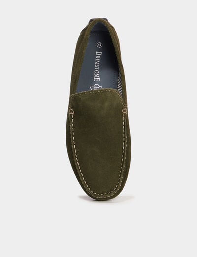 Mocassins en cuir vert kaki homme