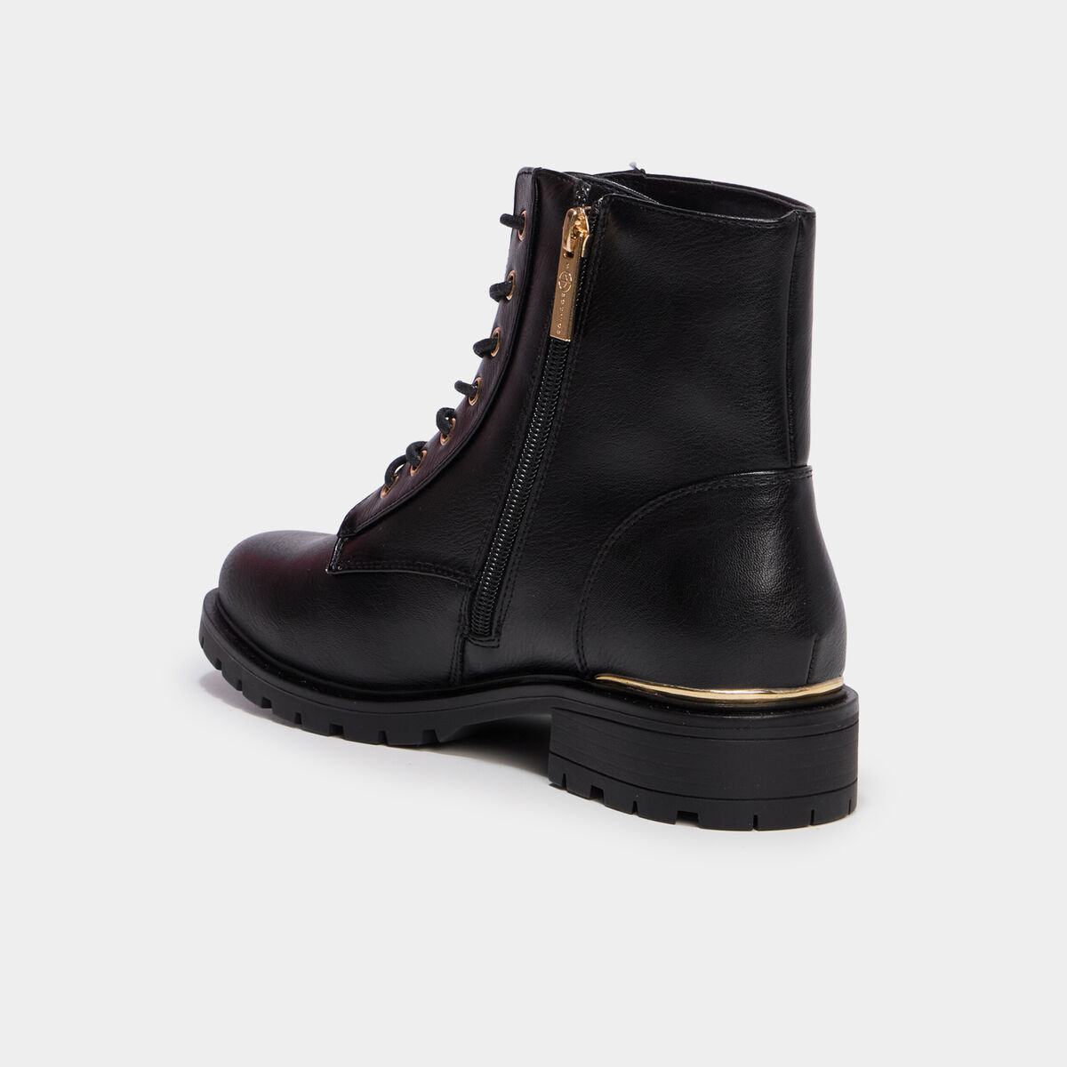 Boots zipp&eacute;es &agrave; lacets noir femme
