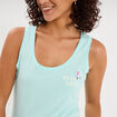 D&eacute;bardeur col rond droit coton bleu turquoise femme