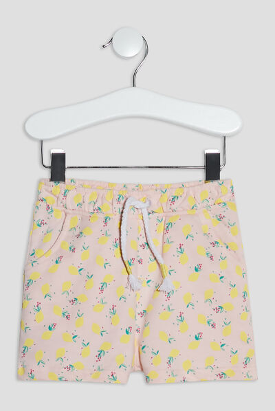Short droit taille élastiquée rose clair bébé fille