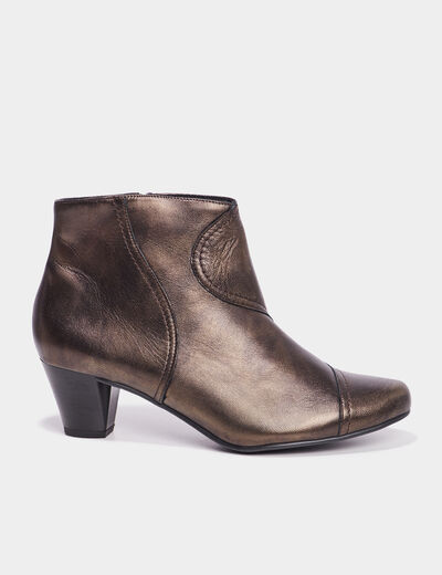 Bottines confort bout pointu en cuir marron femme