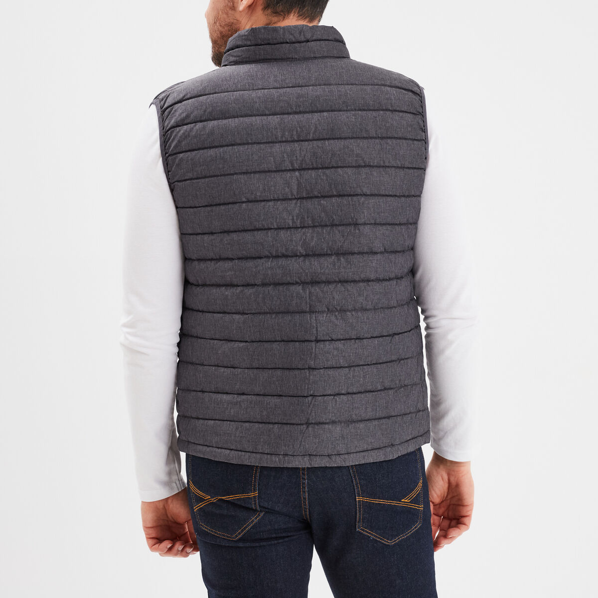 Doudoune sans manches l&eacute;g&egrave;re d&eacute;perlante gris fonc&eacute; homme