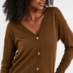 Gilet col en V boutonné taupe femme