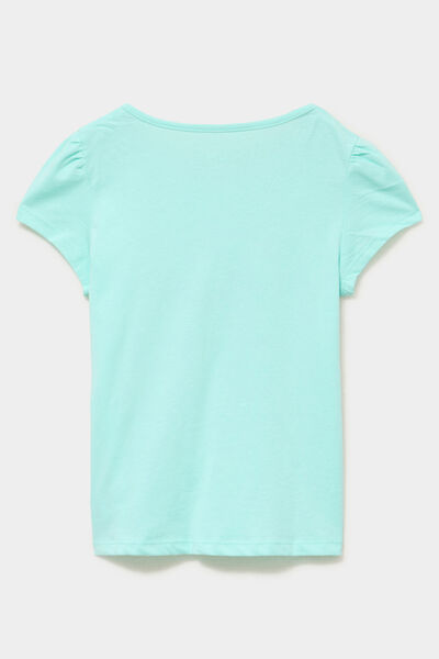 Ensemble pyjama short et t-shirt coton bleu turquoise fille