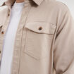 Surchemise droite m&eacute;lange coton stretch gris clair homme