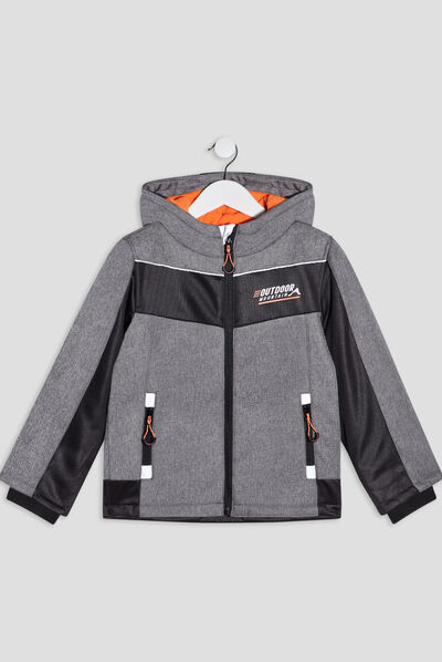 Blouson droit déperlant à capuche orange garçon