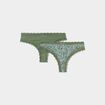 Lot de 2 tangas bords dentelle vert kaki femme