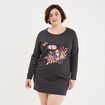 Chemise de nuit à manches longues gris foncé femme grande taille