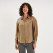 Chemise fluide manches longues vert femme