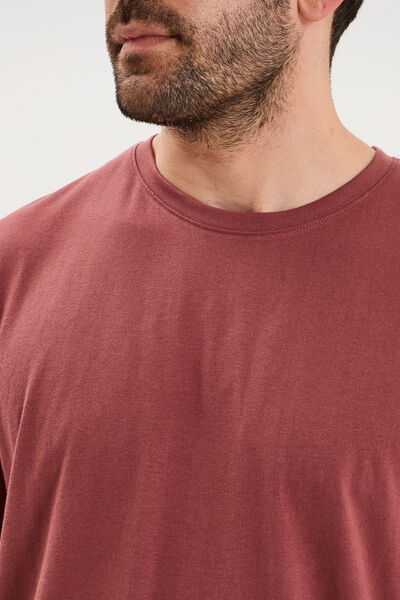 T-shirt droit en coton manches courtes vieux rose homme