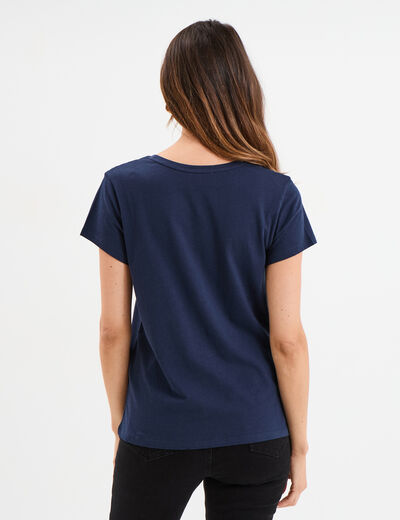 T-shirt ajusté col rond coton Creeks bleu marine femme