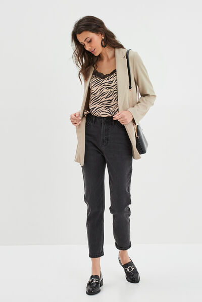 Veste blazer droite taupe femme