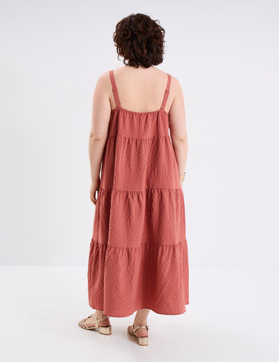 Robe longue bretelles vieux rose femme grande taille