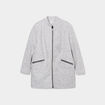 Manteau mi-long droit zippé col mao gris clair femme grande taille
