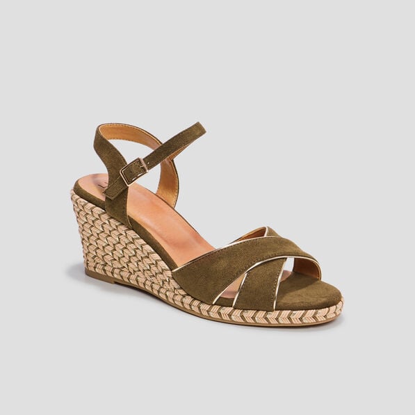 sandales a talons compenses vert kaki femme Sandales à talons compensés vert kaki femme