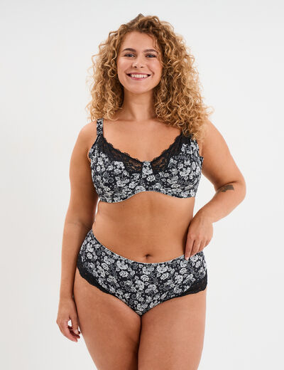 Soutien-gorge corbeille microfibre noir femme grande taille