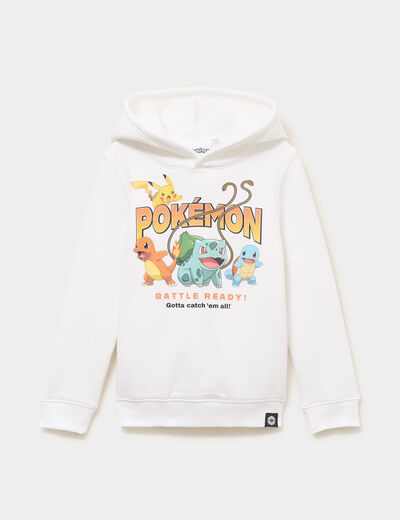 Sweat &agrave; capuche hoodie Pok&eacute;mon blanc gar&ccedil;on