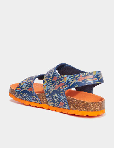 Sandales à scratchs Kickers bleu marine garçon