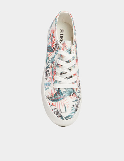 Tennis en toile basses à lacets vert femme