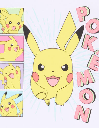 T-shirt manches courtes Pokémon Pikachu blanc fille