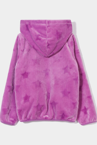 Sweat pilou zippé à capuche mauve fille