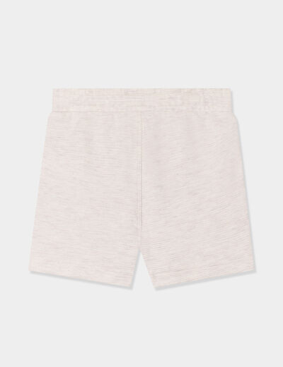 Short avec noeud taille élastiquée coton beige bébé garçon
