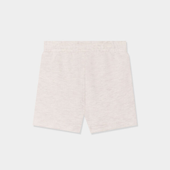 short avec noeud taille elastiquee coton beige bebeg Short avec noeud taille élastiquée coton beige bébé garçon