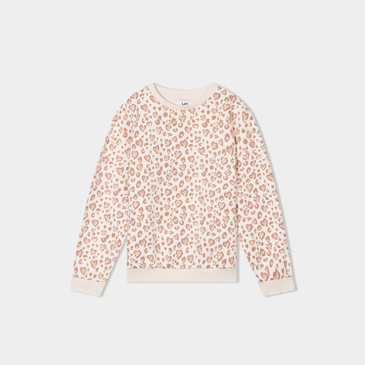 Sweat col rond manches longues beige fille