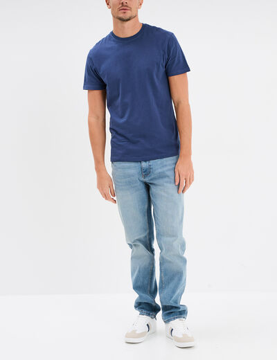 T-shirt en coton manches courtes bleu foncé homme