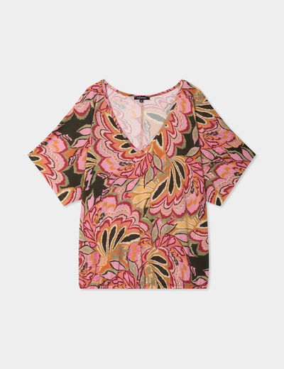 T-shirt manches courtes amples multicolore femme