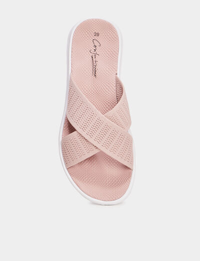 Mules aspect tricoté Confortissimo rose femme