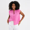 Blouse sans manches col tunisien coton rose fushia femme