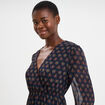 Robe longue empire manches longues bleu marine femme