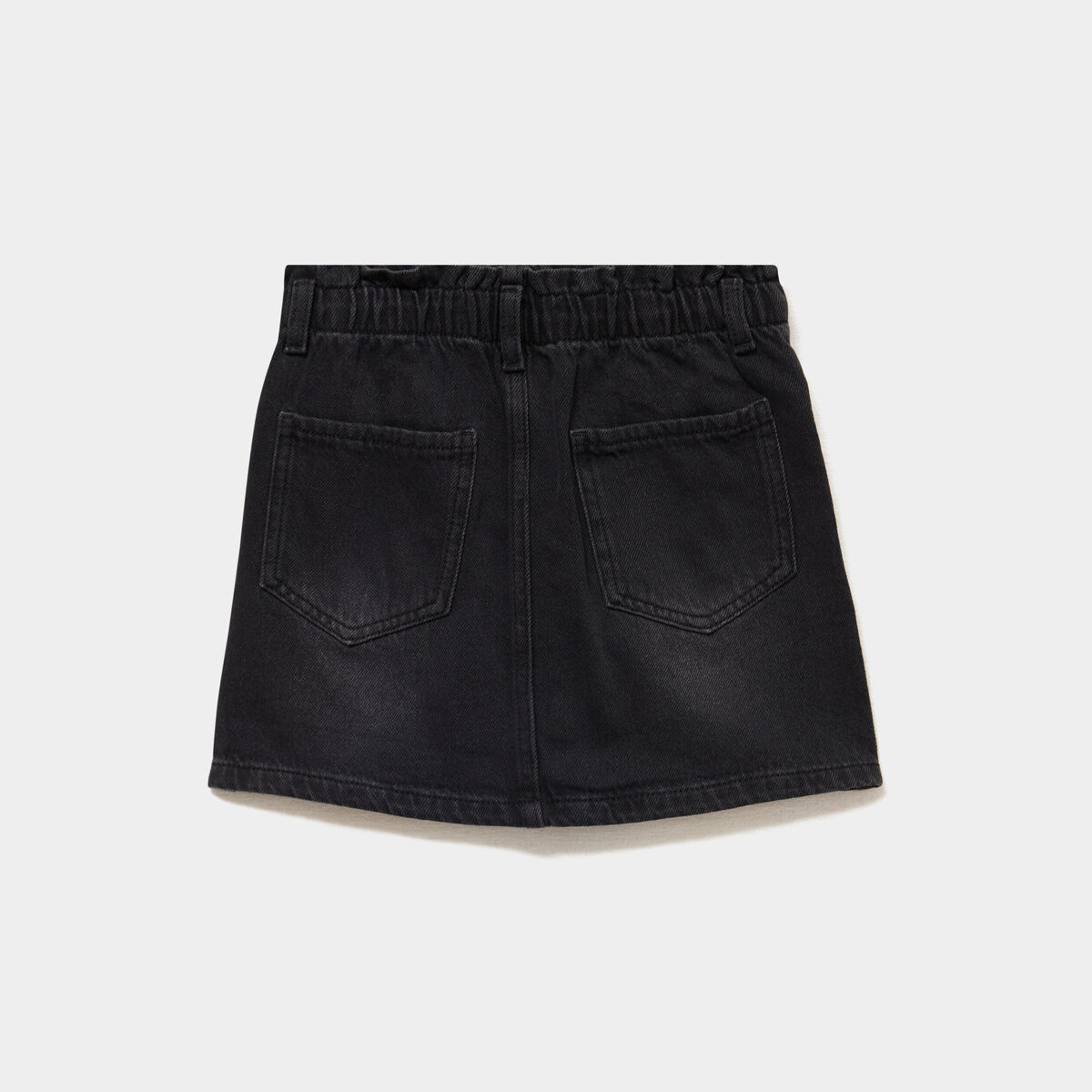 Jupe courte en jean taille &eacute;lastiqu&eacute;e denim noir fille
