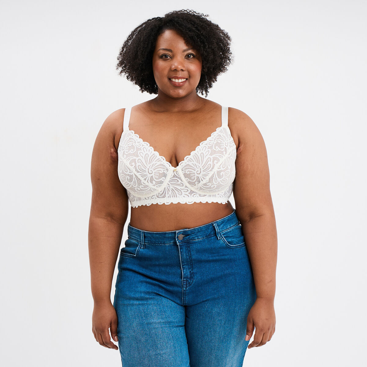 Soutien-gorge embo&icirc;tant dentelle blanc femme grande taille