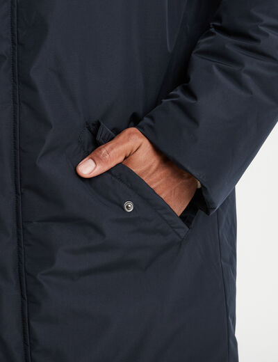 Parka déperlante doublée à capuche bleu foncé homme