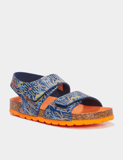 Sandales à scratchs Kickers bleu marine garçon