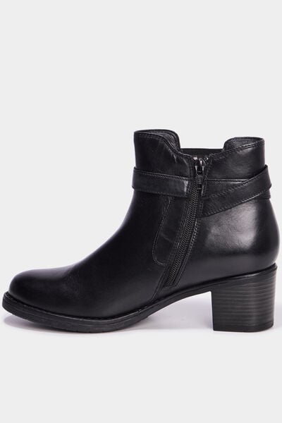 Bottines avec boucles en cuir noir femme