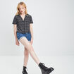 Chemise cropped coton noir femme