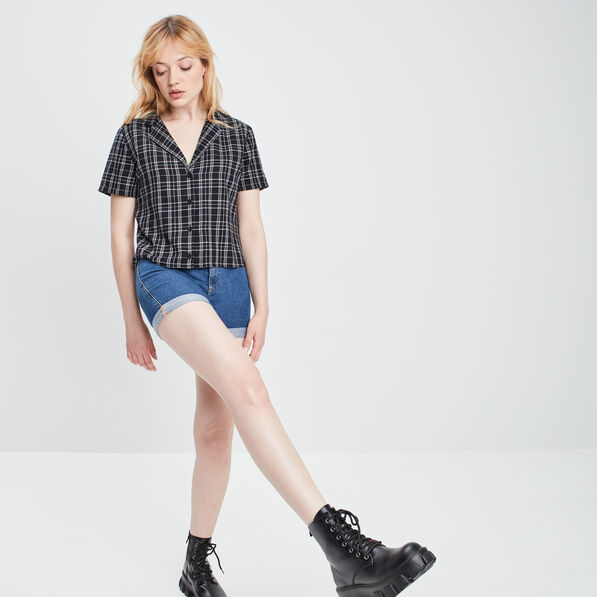 chemise cropped coton noir femme Chemise cropped coton noir femme